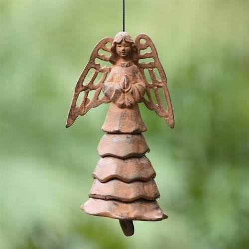 Hanging glazed ceramic angel chime.